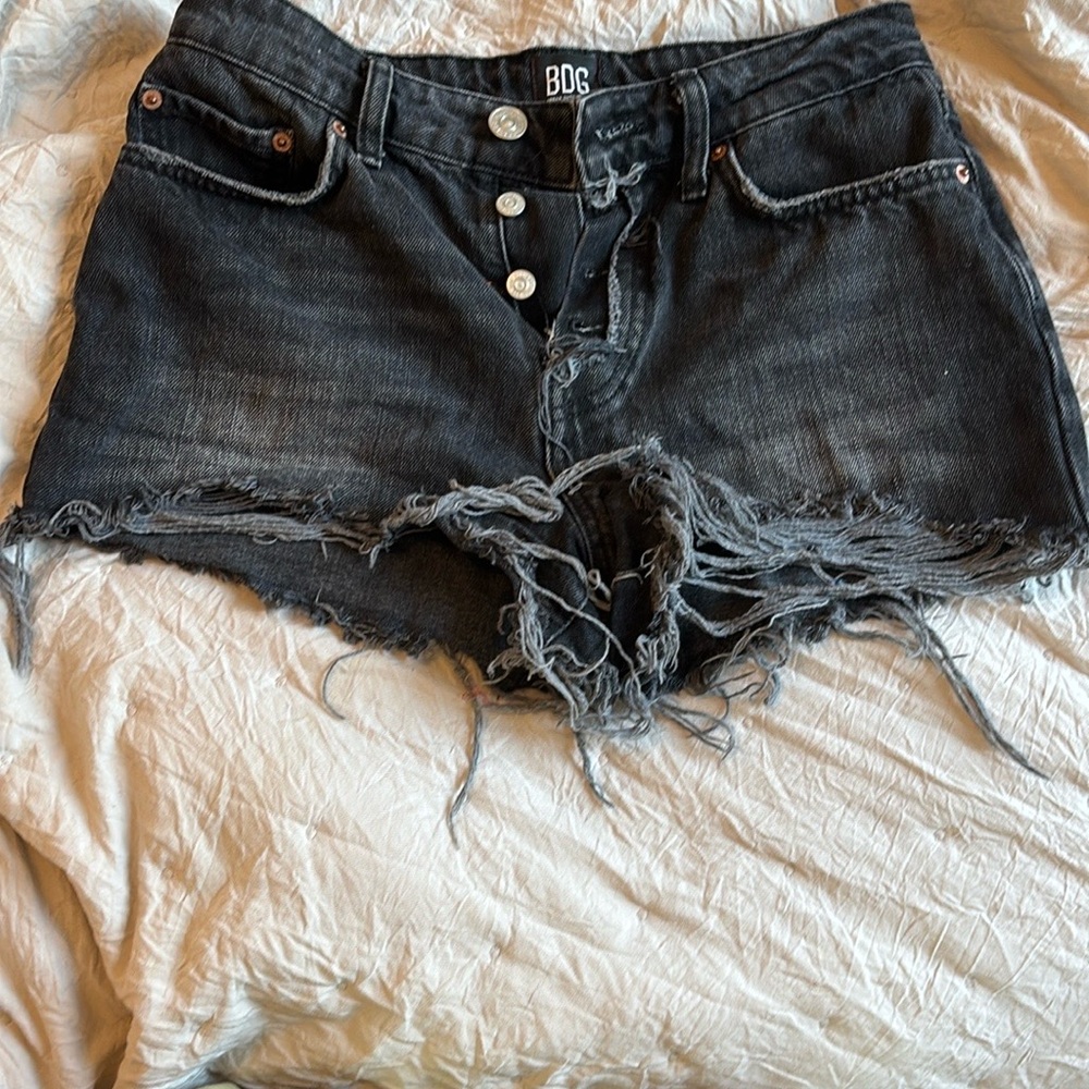 BDG Black Jean Shorts Distressed Frayed Hem